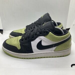 Air Jordan 1 Low SE Womens 10 Vivid Green Snakeskin Shoes Sneakers DX4446 301